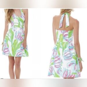 NWT!! LILLY PULITZER, Ring The Bellboy Floral Halter Dress. Size 0